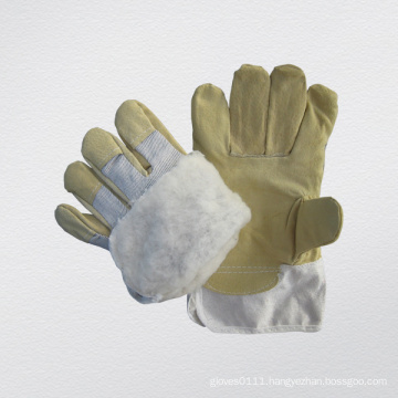 Pig Grain Leather Acrylic Pile Lined Winter Work Glove